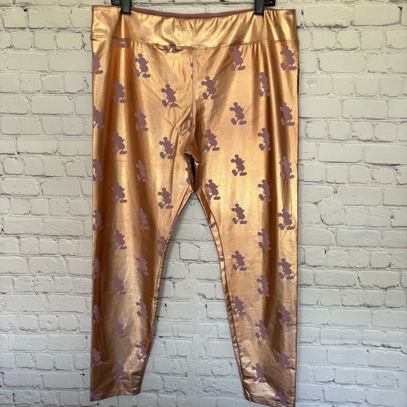 Disney Mickey Mouse Metallic Rose Gold Leggings--XL - Picture 2 of 15